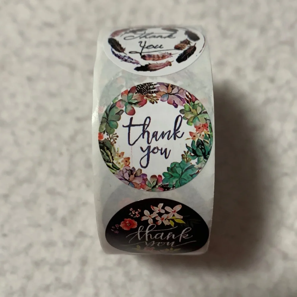 Roll of 500 Thank You Stickers For Packages, NEW